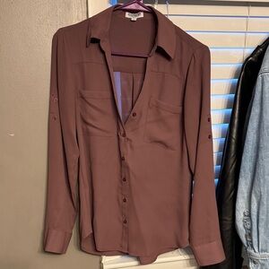 Purple Button-Up Blouse